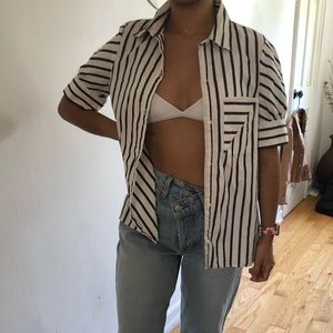 Zara short sleeve button front top